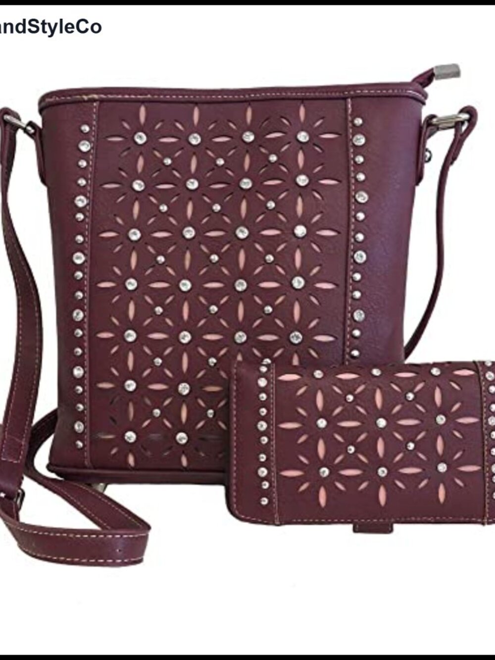 Laser Cut Floral Crossbody Purse Wallet Set Concealed Carry Western